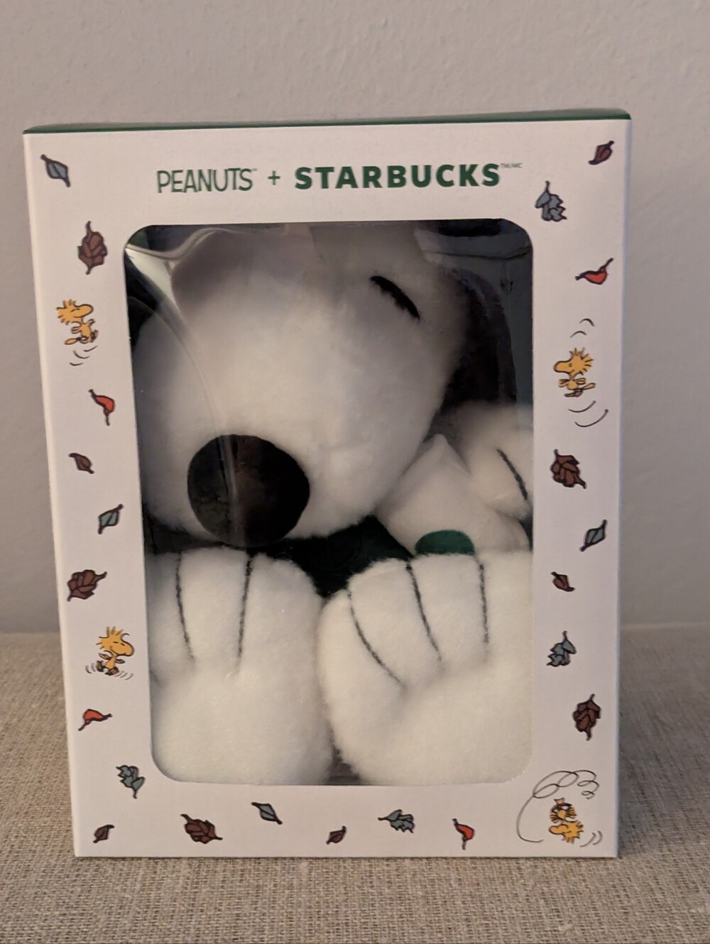 Starbucks x Peanuts Snoopy Plush - White & Black with Green Accent